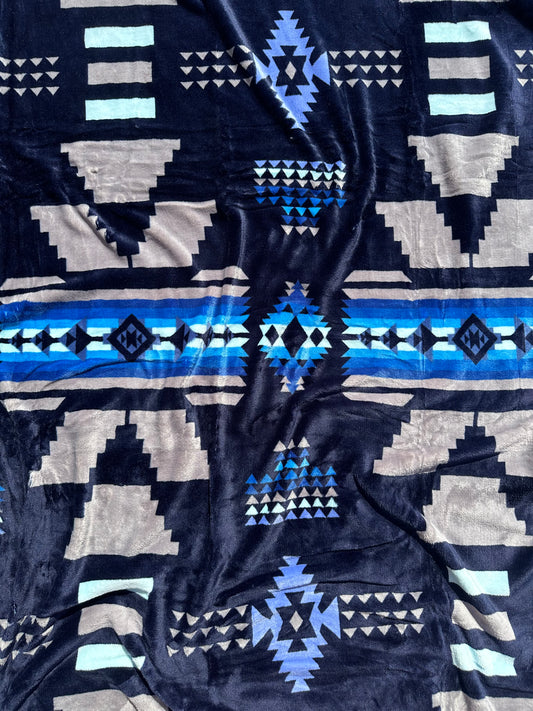 Navy Blue & Gray Southwest Aztec Blanket