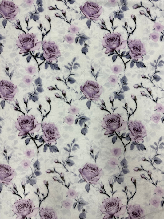 Purple Floral Flannel Blanket