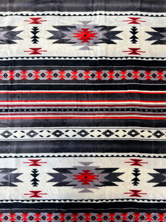 Gray Southwest Aztec Flannel Blanket