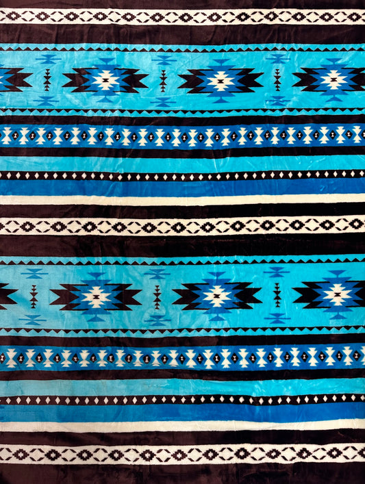 Turquoise Southwest Aztec Flannel Blanket