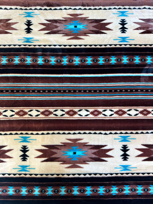 Brown Southwest Aztec Flannel Blanket