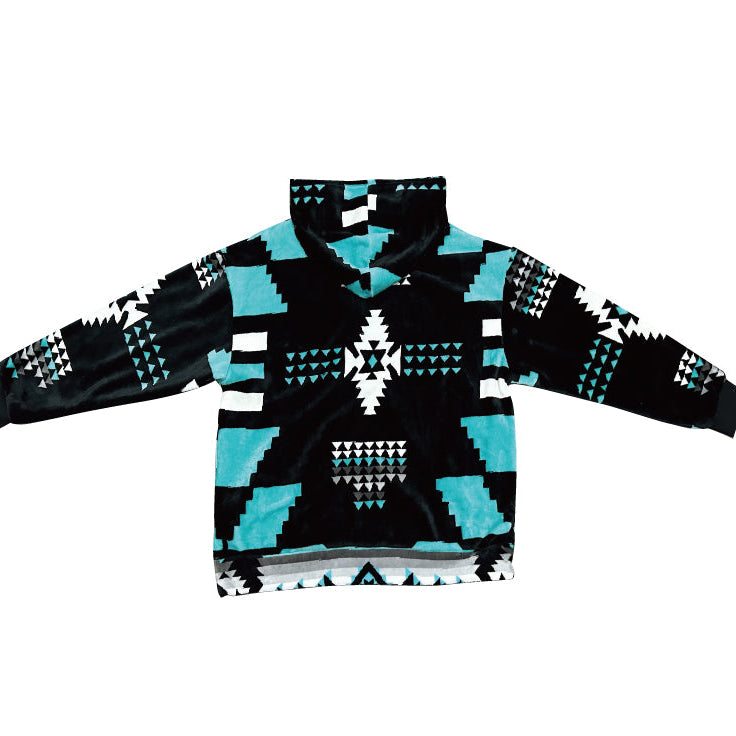 Black & Turquoise Southwest Aztec Blanket Jacket