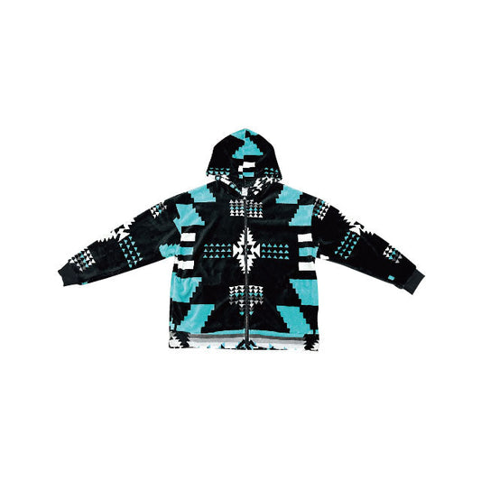 Black & Turquoise Southwest Aztec Blanket Jacket