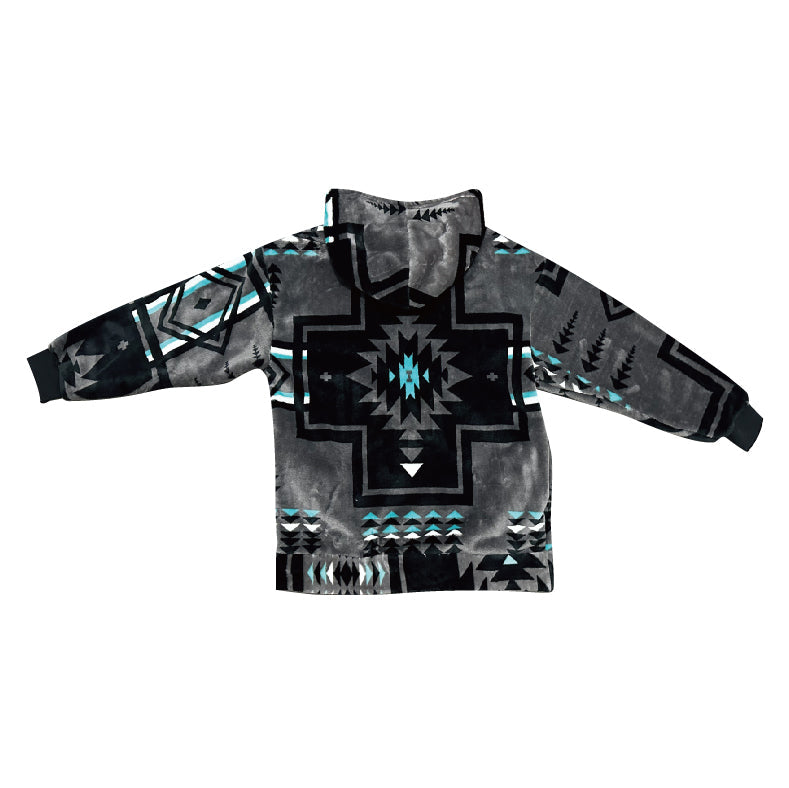 Gray Southwest Aztec Blanket Jacket