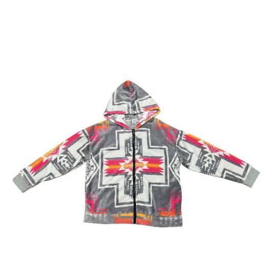 Gray & Pink Southwest Aztec Blanket Jacket