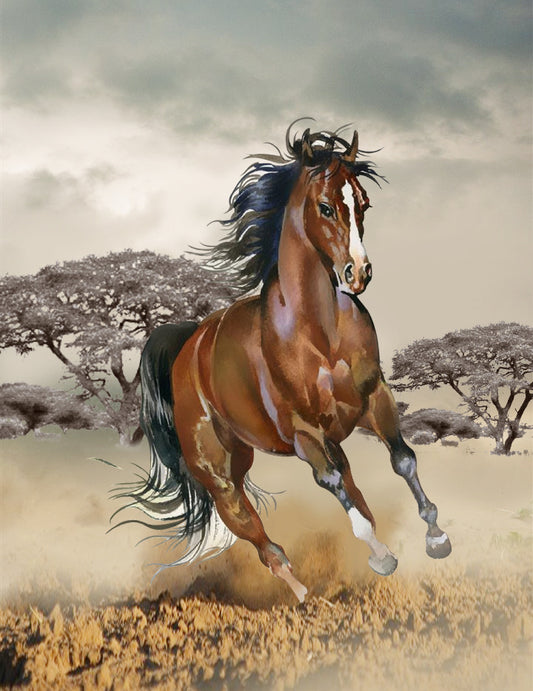 Running Horse Oversized Queen Cloudy Blanket