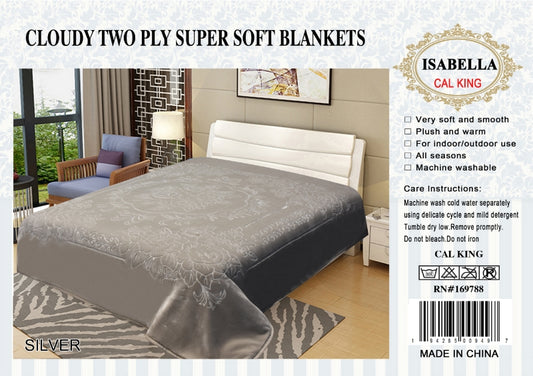 Silver Embossed Isabella 2 Ply Cloudy Blanket 5kg