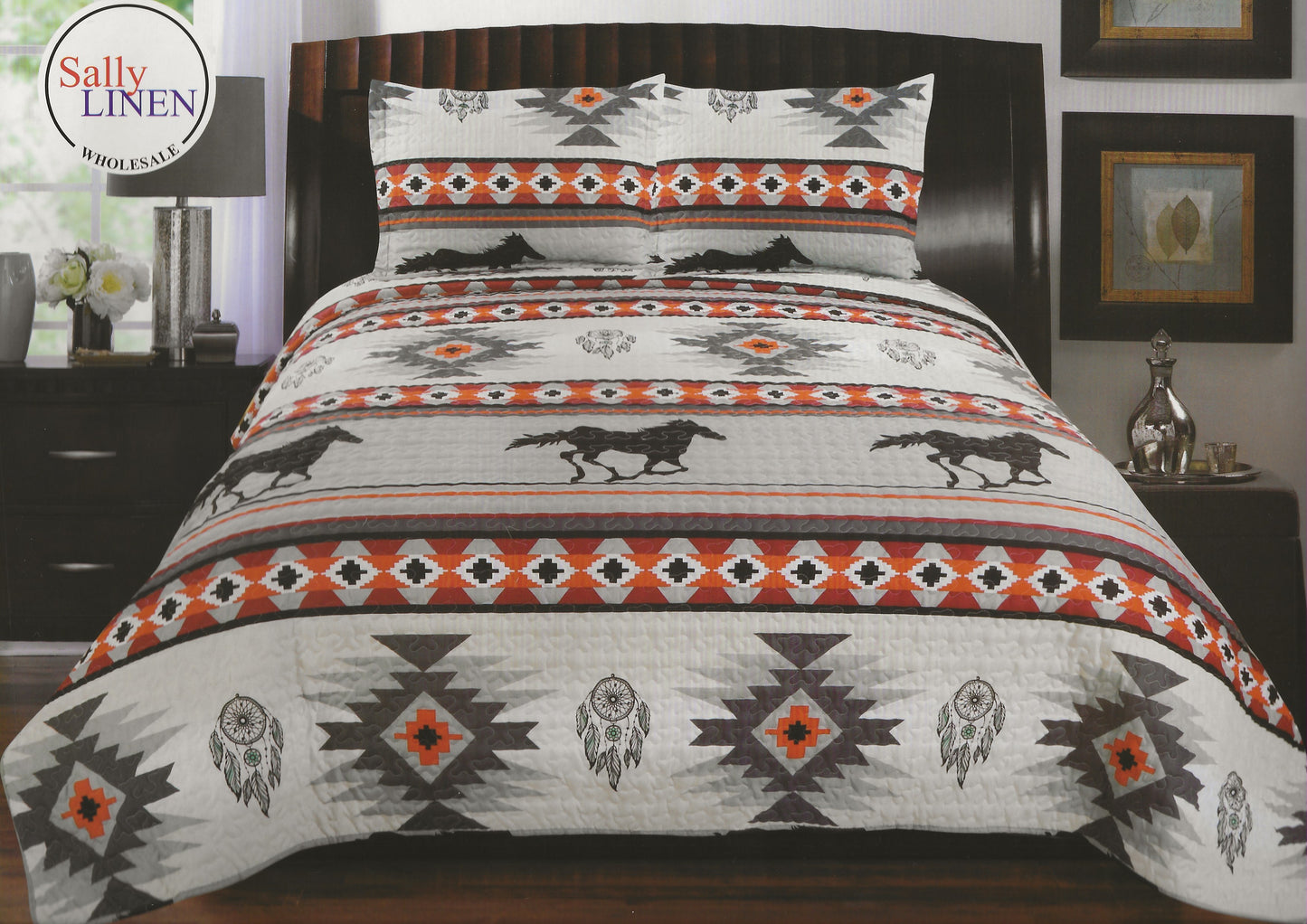 Gray Running Southwestern Quilt