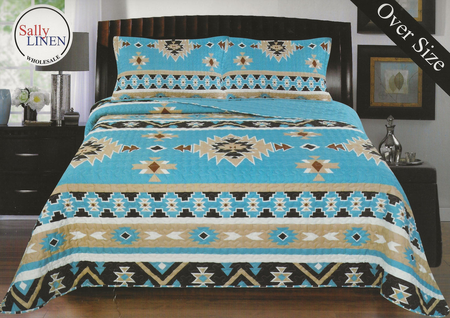 Blue Aztec Southwestern Quilt